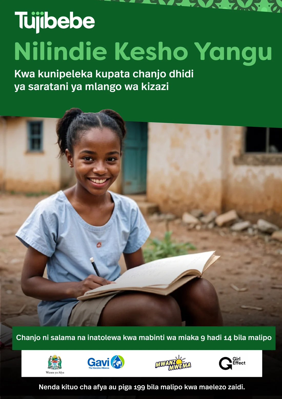 Nilindie kesho yangu — Tujibebe campaign poster